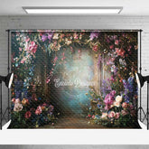 Aperturee Aperturee Moody Dark Floral Photography Backdrop Fine Art Oil Painting Style with Colorful Wildflowers Vintage Studio Prop